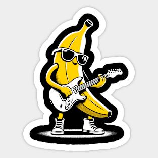 Banana Guitar Rock Music Concert Band Novelty Funny Banana Sticker